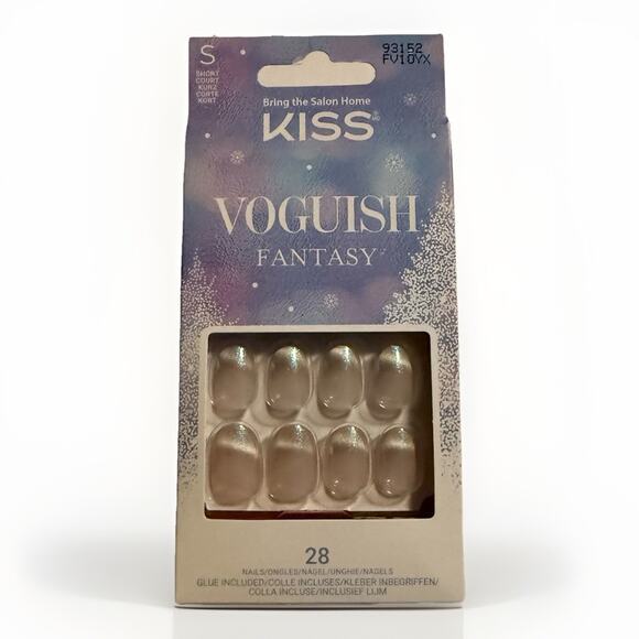 Kiss Other - KISS Voguish Fantasy Nails Short Length 28ct Set w/ Glue FV10YX Iridescent NEW